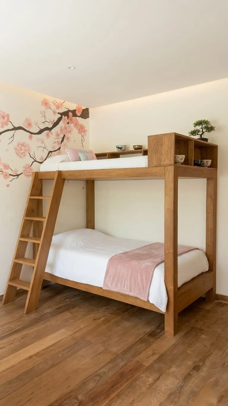 Teak bunk bed with ladder.