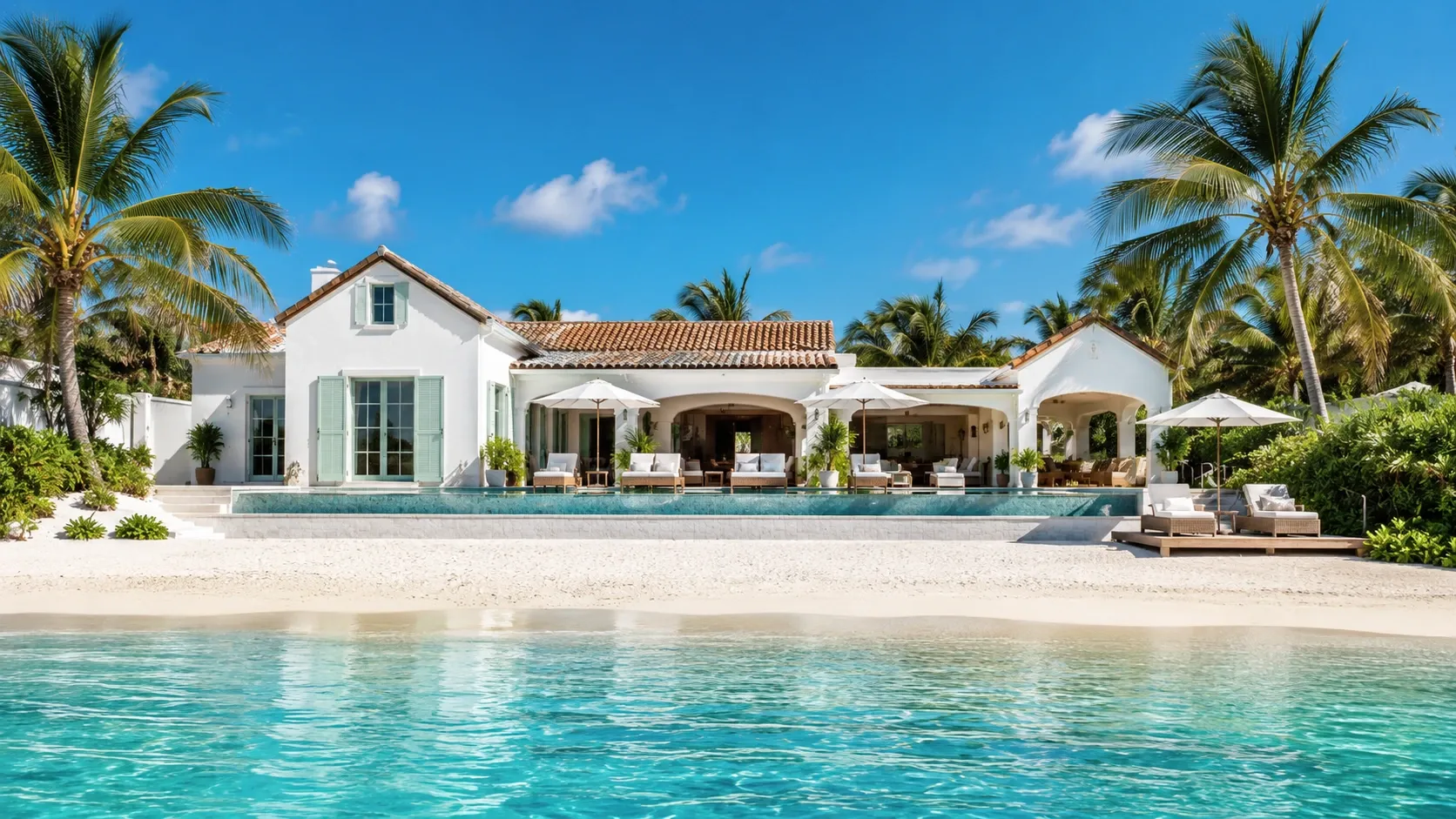 Anguilla beachfront villa, Meads Bay, Bali furniture delivery via Sint Maarten to the Caribbean