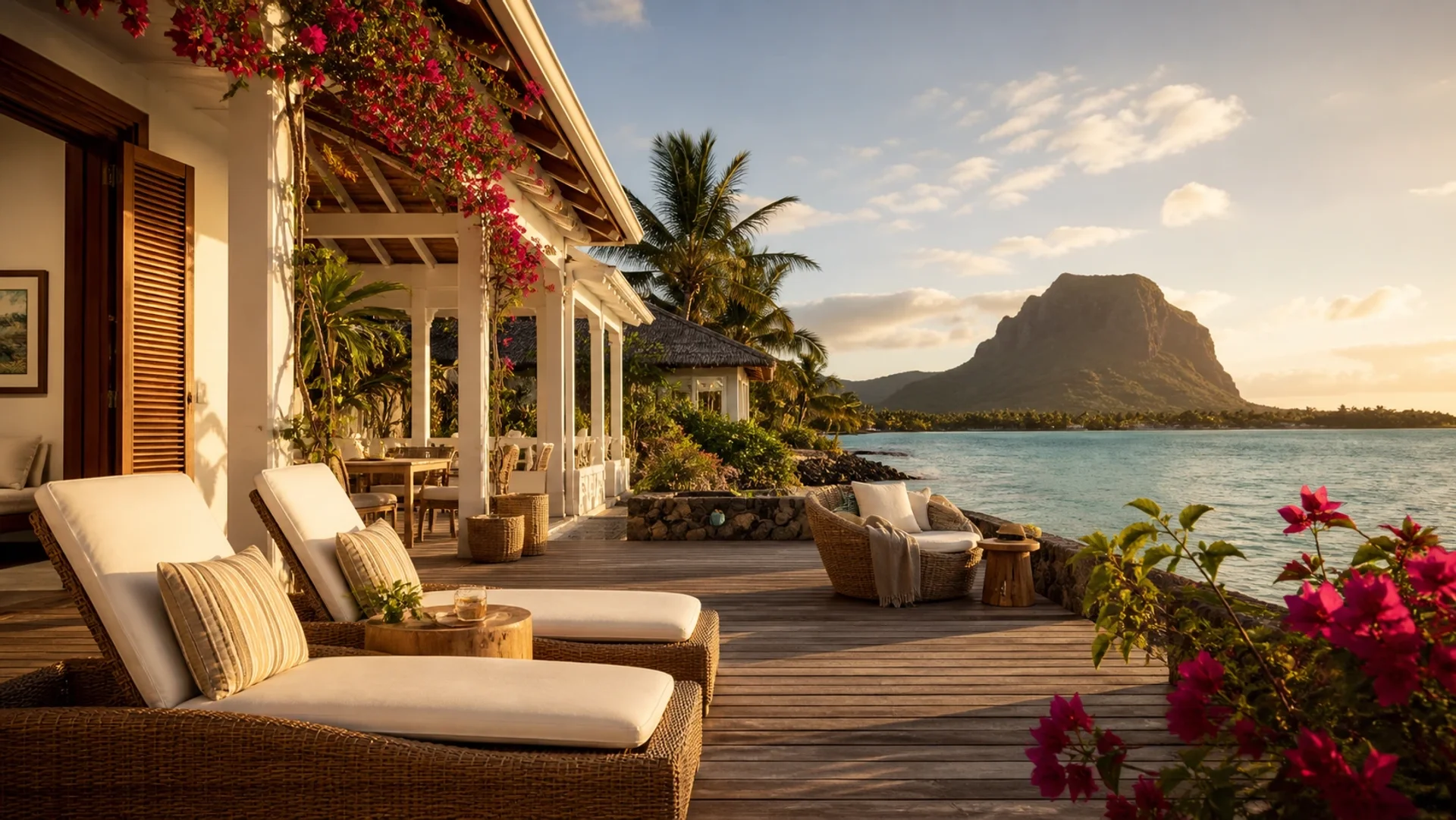 Mauritius lagoon villa, cyclone-grade Bali furniture delivery via Port Louis