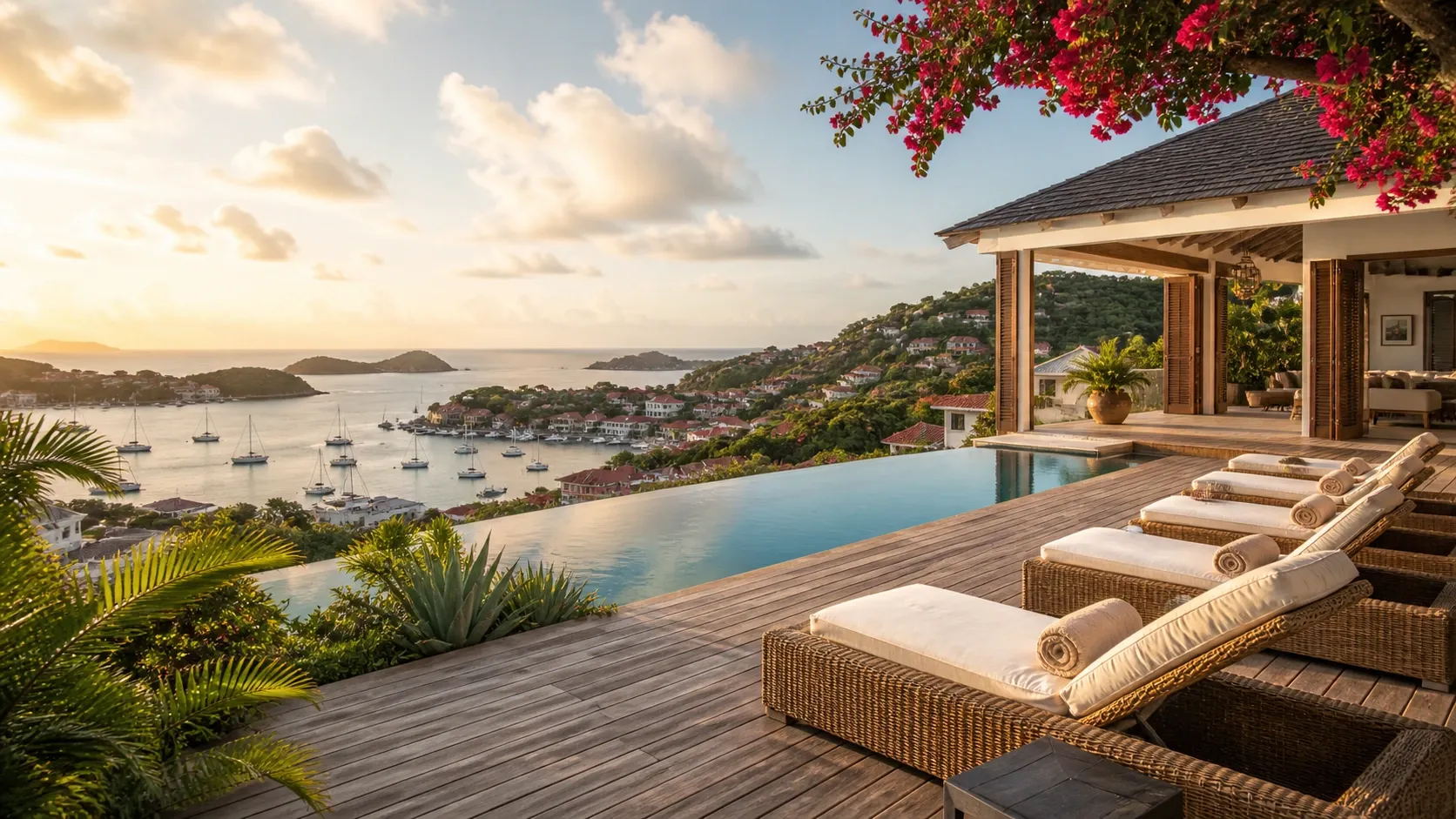 Saint Barths hilltop villa, tax-free Bali furniture delivery to the French Caribbean
