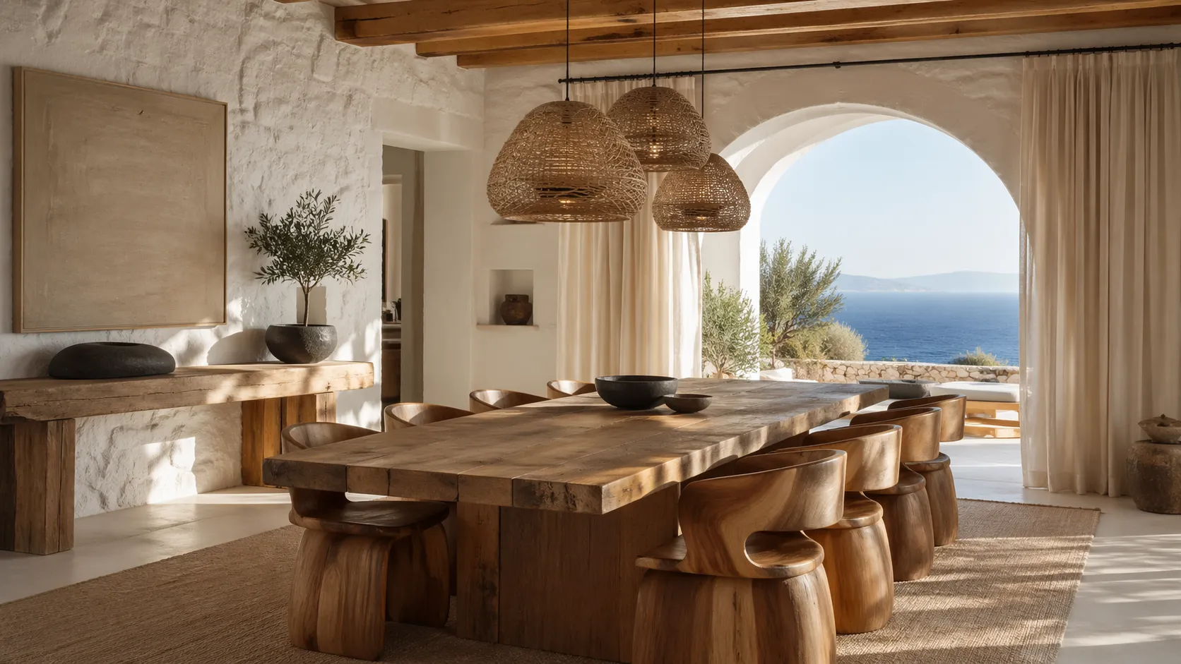 Private villa, Mykonos — 45-piece bespoke furniture from Bali by Ubud Atelier